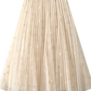 Elegant Cream Polka Dot Skirt